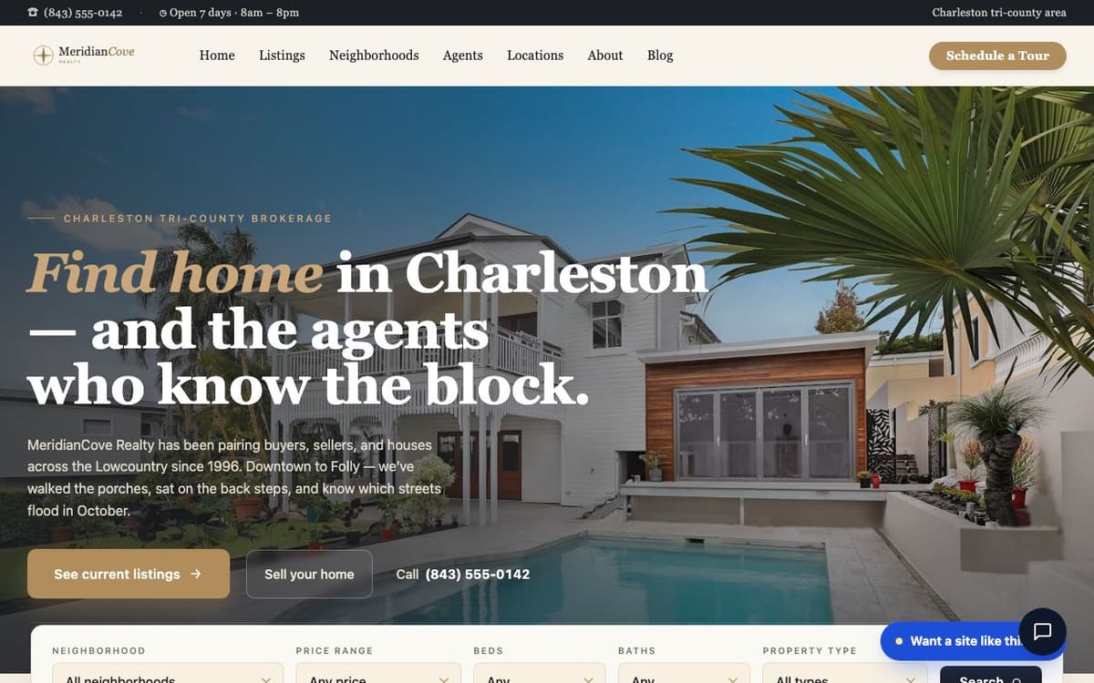Real Estate website demo built on WorkspaceCMS.ai